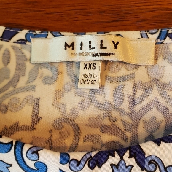 MILLY for Design Nation Blue/White Pattern Top - Picture 3 of 8